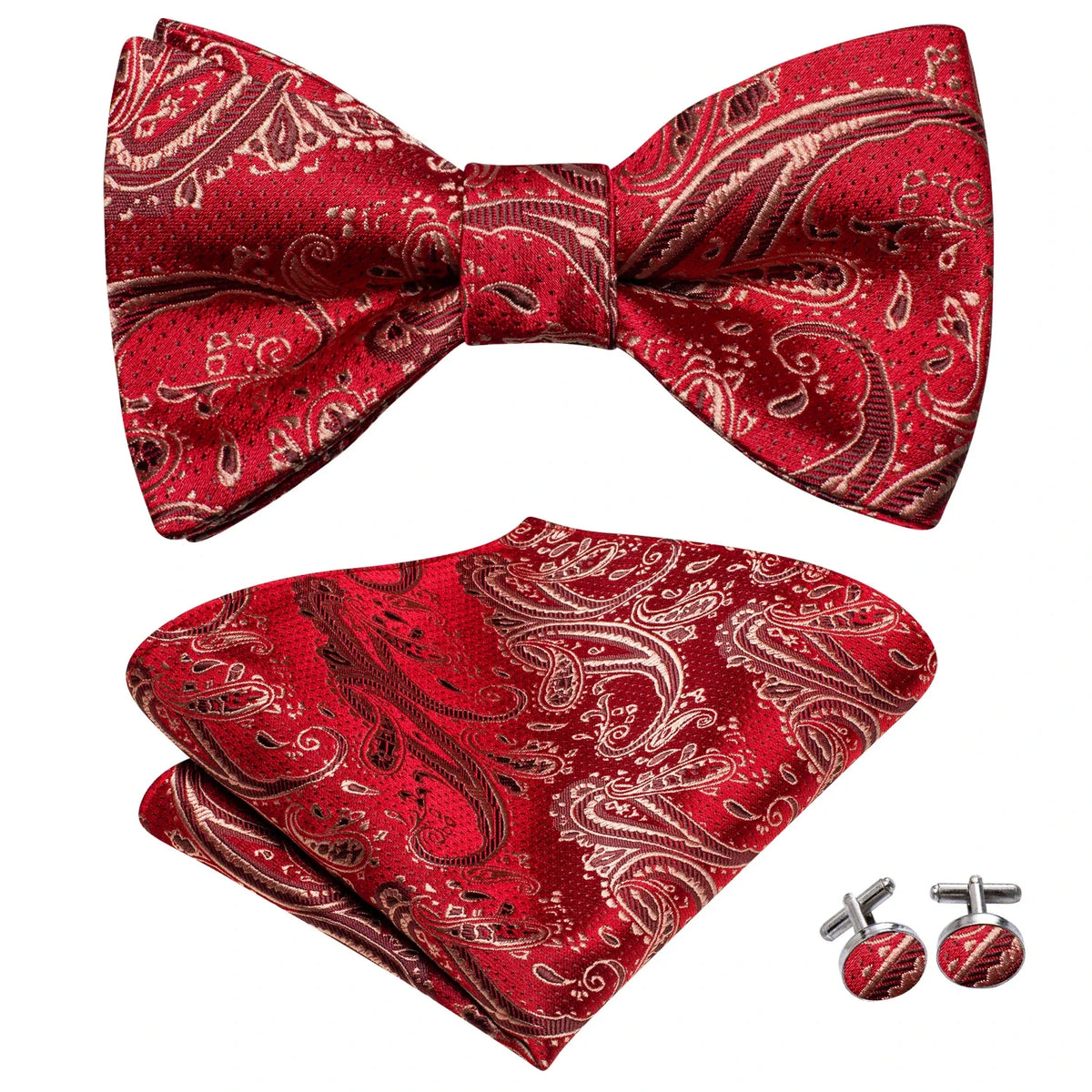 Elegant Mens Bow Tie Set with Cufflinks - Various Colors
