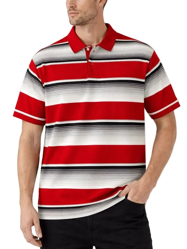 Men's Colorful Striped Polo Shirt for Vacation Style