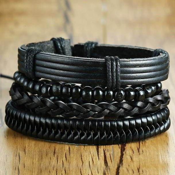 VacationGrabs Mens Fashion Wristband Set - Stylish Black
