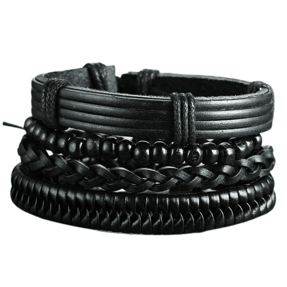 VacationGrabs Mens Fashion Wristband Set - Stylish Black