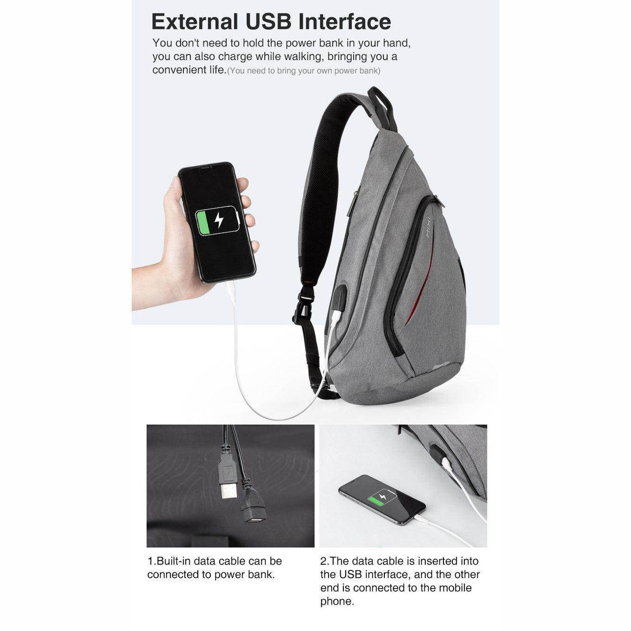 VacationGrabs USB Charging Crossbody Backpack