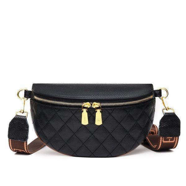 Myra Quilted Genuine Leather Crescent Sling Bag