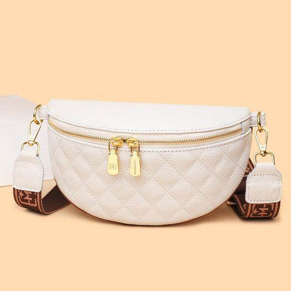 Myra Quilted Genuine Leather Crescent Sling Bag