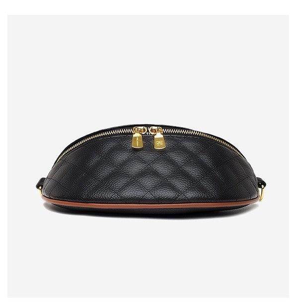 Myra Quilted Genuine Leather Crescent Sling Bag