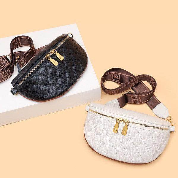 Myra Quilted Genuine Leather Crescent Sling Bag