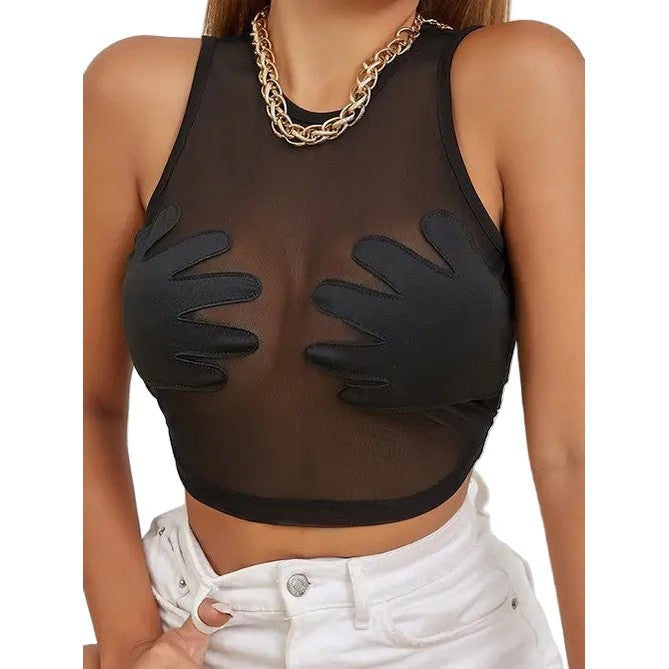 see through crop top going out - Mesh Party