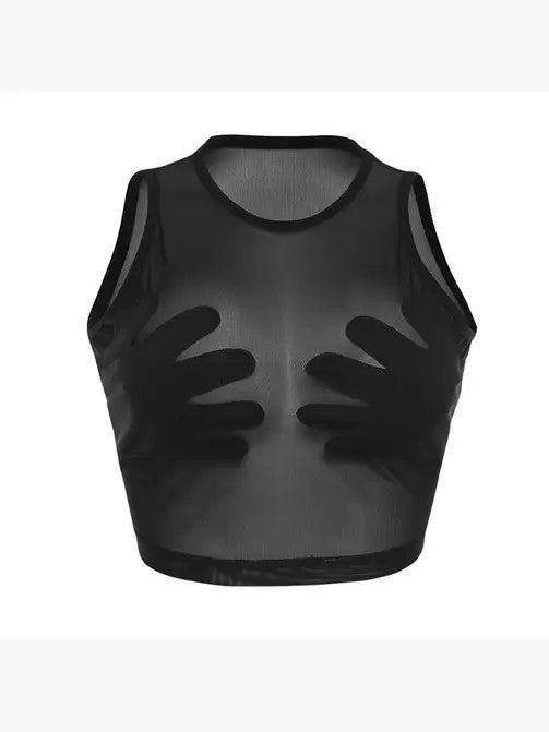 see through crop top going out - Mesh Party