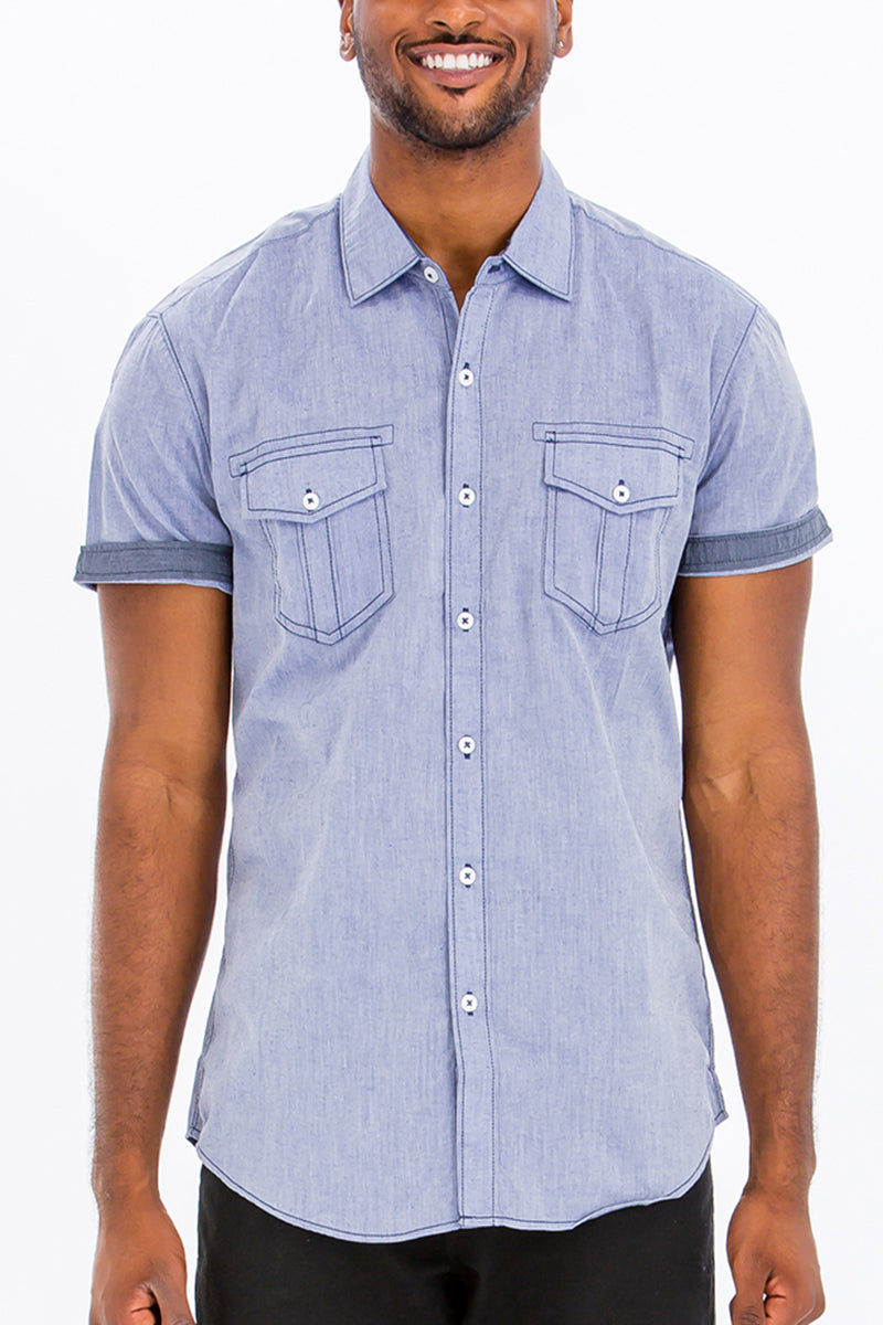 Brayden Striped Vacation Shirt with Contrast Sleeve Detail