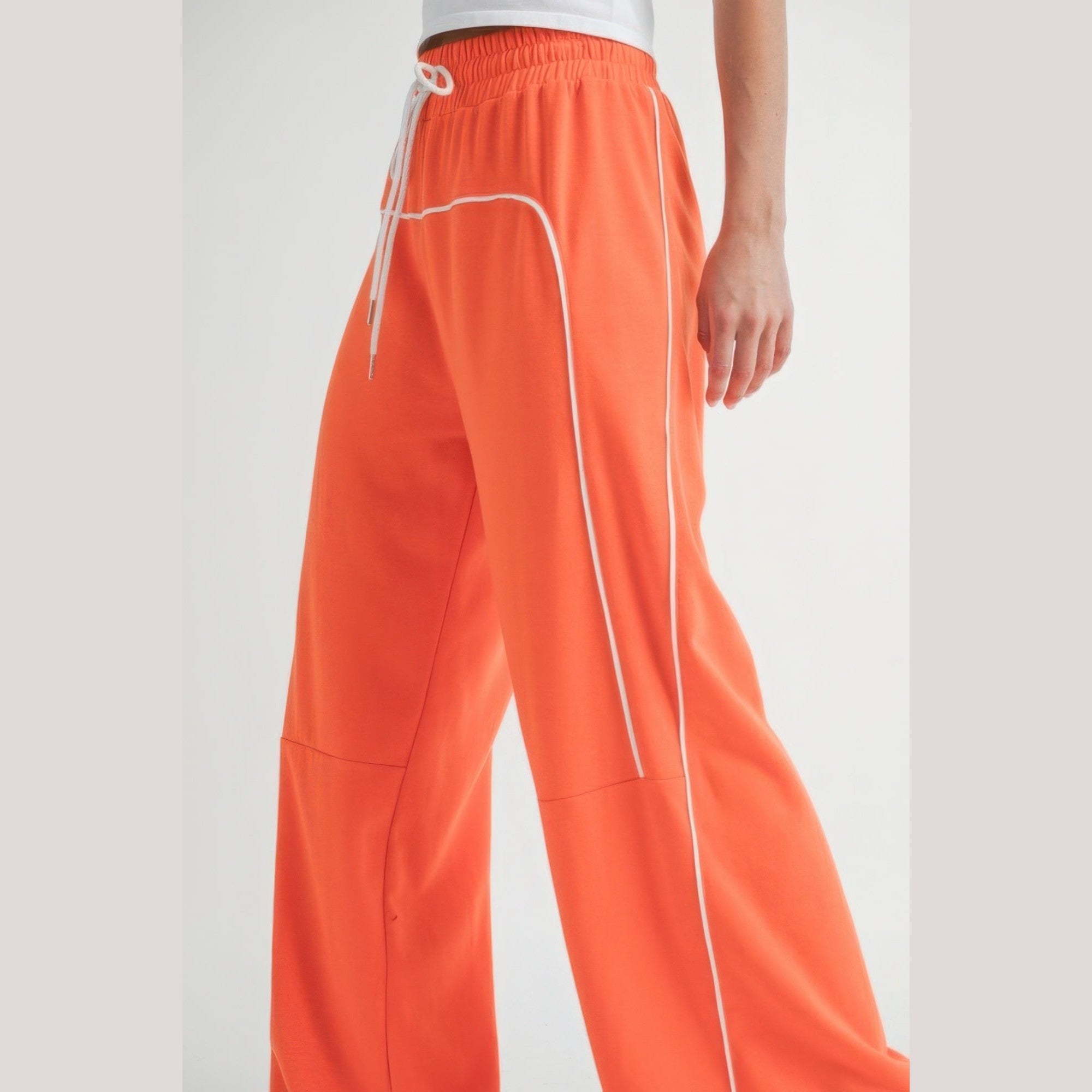 VacationGrabs Orange Drawstring Pants for Women