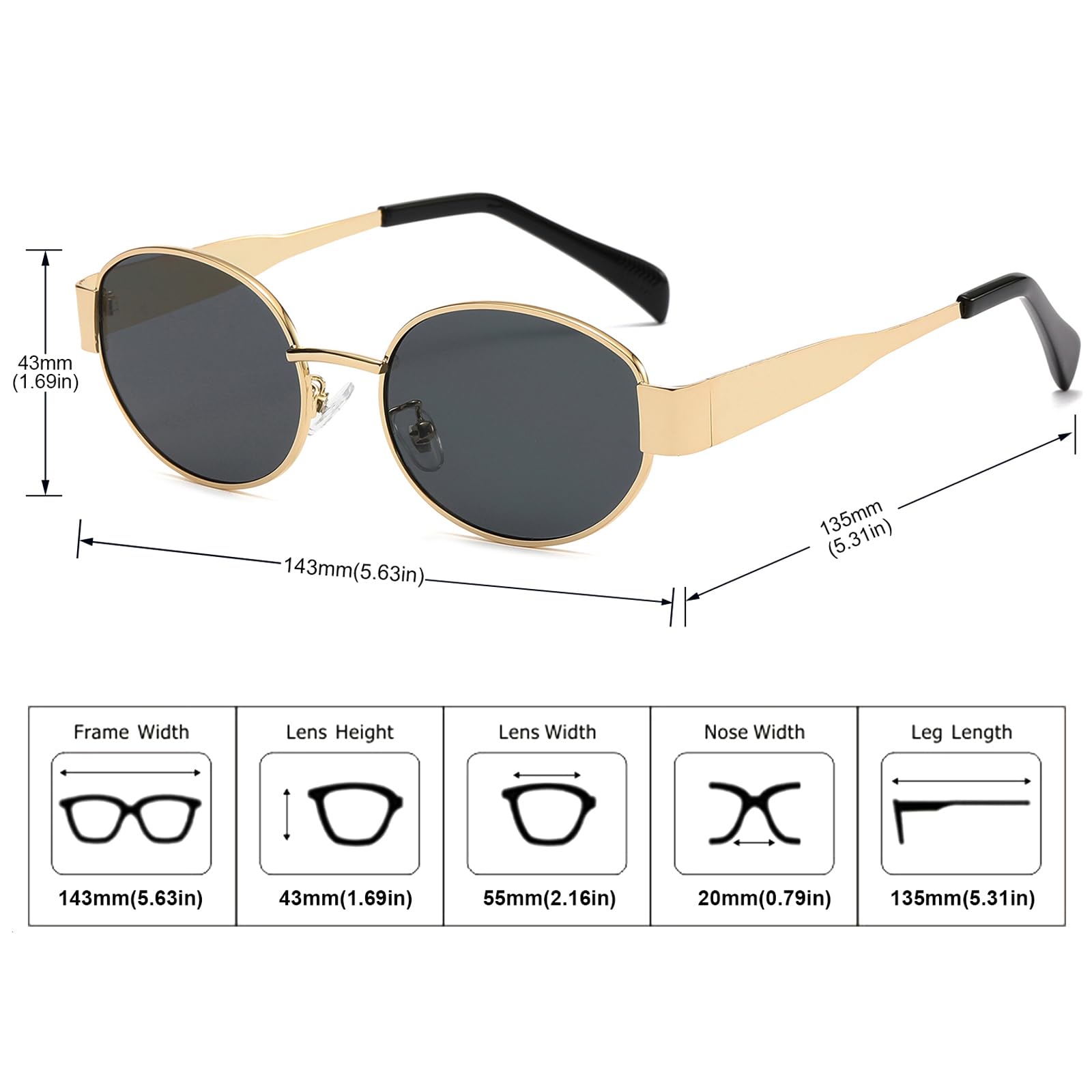 Sleek Oval Sunglasses for Women - Travel Essential