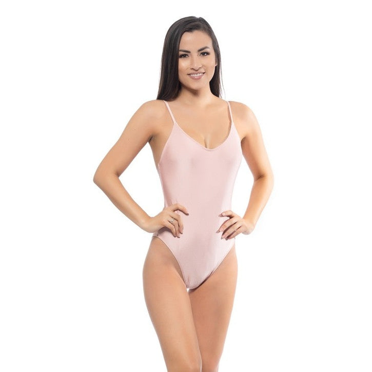 Pink Scoop Neck One Piece Swimsuit
