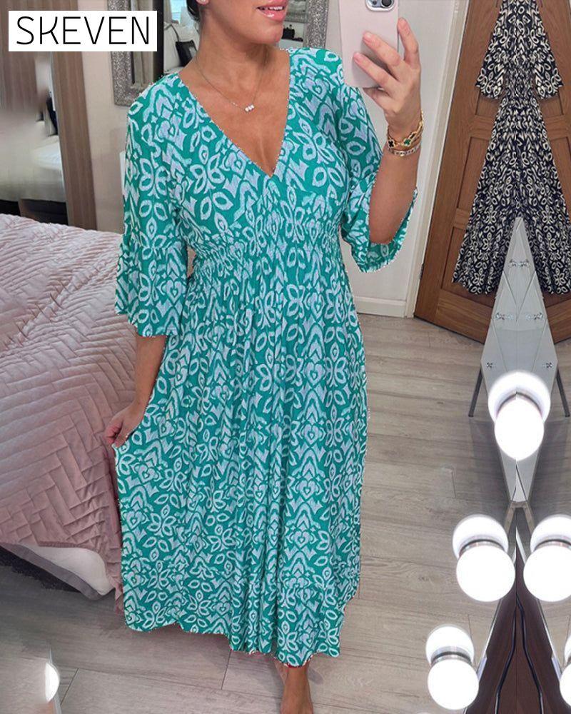 Red Printed Maxi Dress Cyan 23BF Casual Dresses Clothes discount Dresses Summer