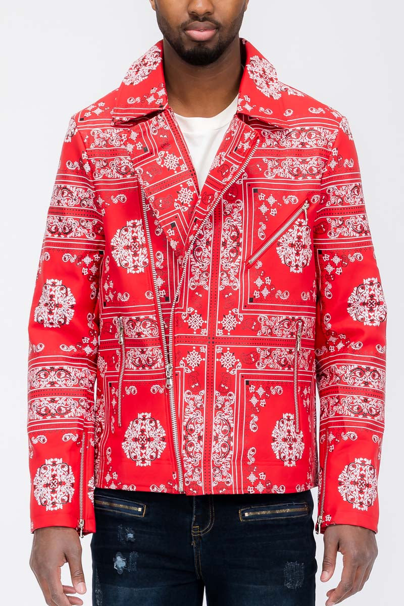 Bandana Leather Jacket – Full Zip with Chest Pocket