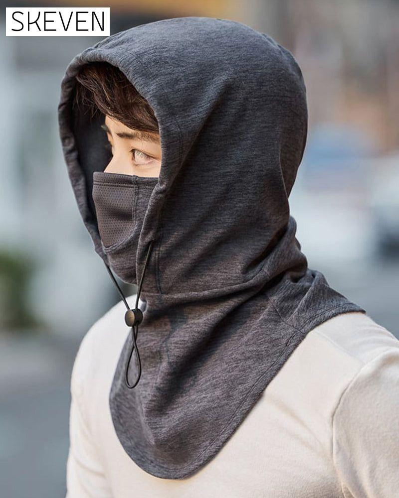 Hooded face mask with neck warmer for cycling