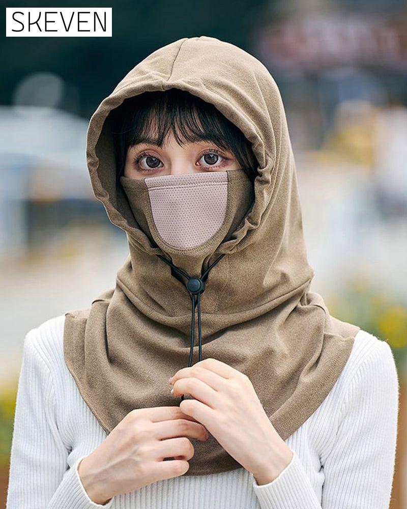 Hooded face mask with neck warmer for cycling