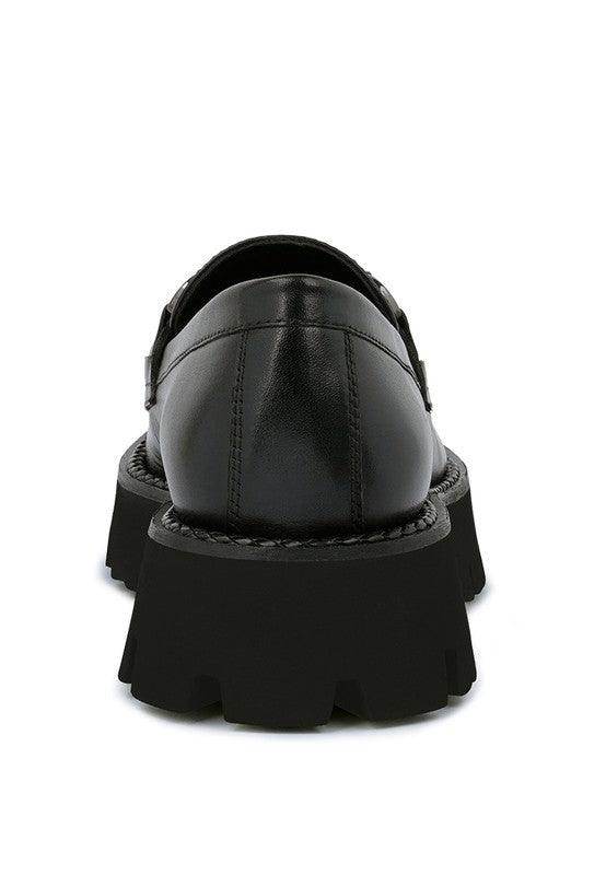 Women's Slip-On Leather Loafers with Chunky Sole