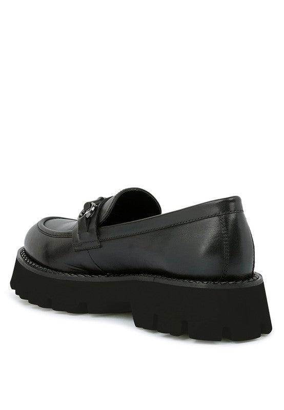 Women's Slip-On Leather Loafers with Chunky Sole