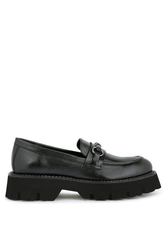 Women's Slip-On Leather Loafers with Chunky Sole