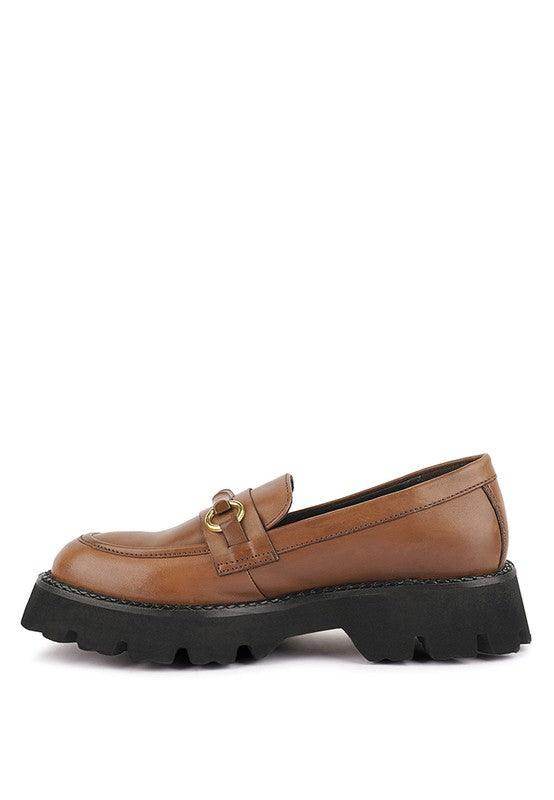Women's Slip-On Leather Loafers with Chunky Sole
