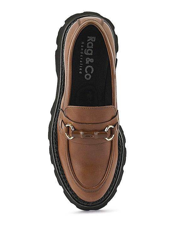 Women's Slip-On Leather Loafers with Chunky Sole