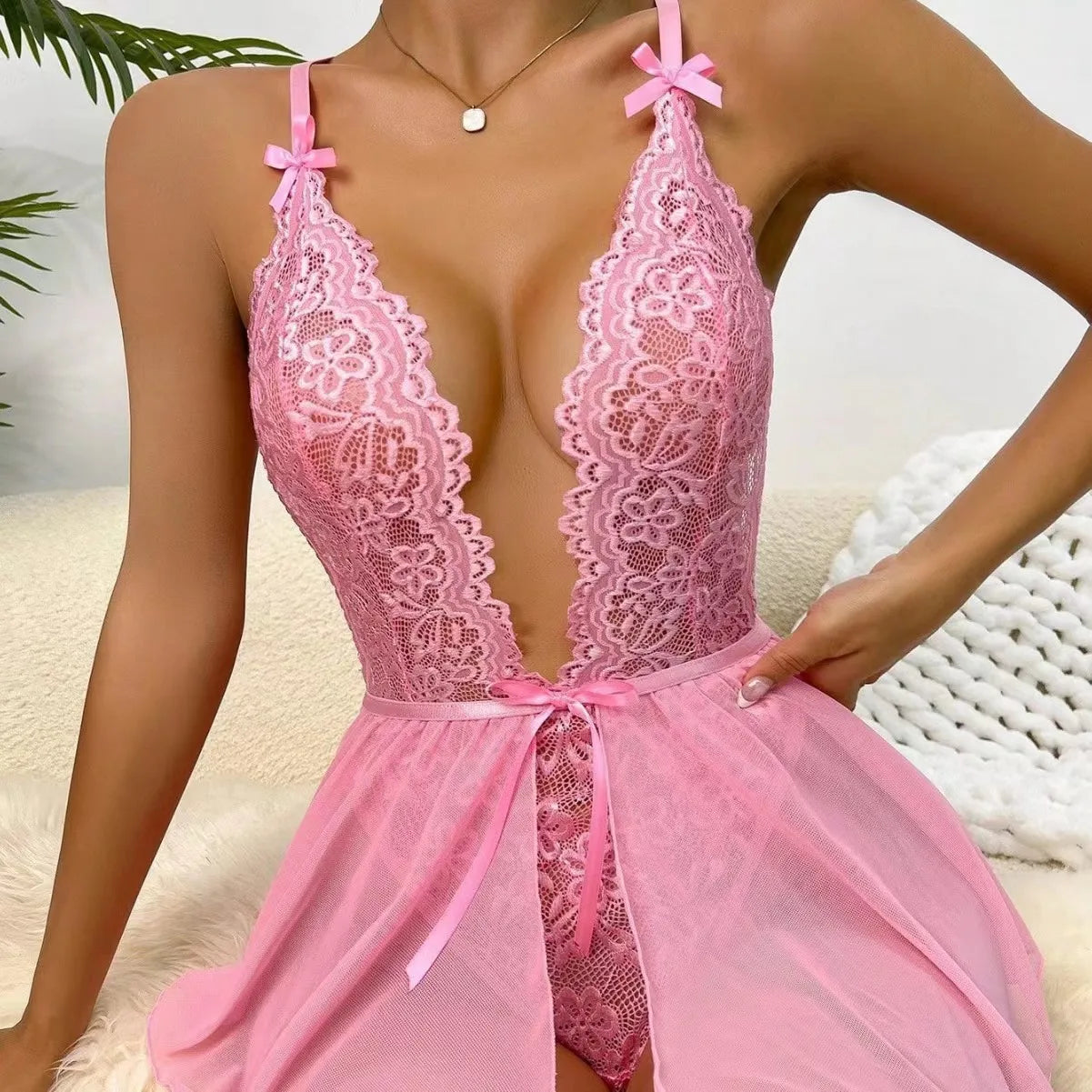 Floral Lace Babydoll Nightie for Special Occasion Lingerie