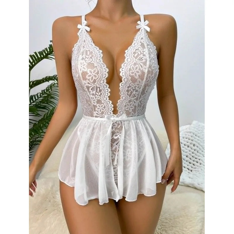 Floral Lace Babydoll Nightie for Special Occasion Lingerie