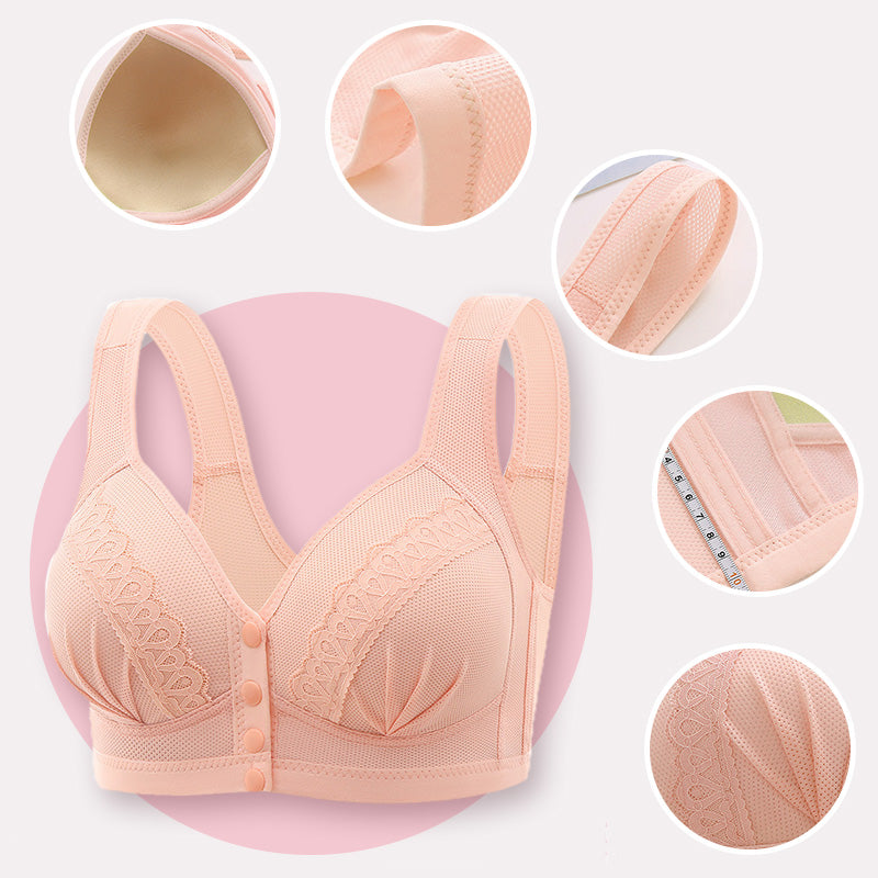 💥LAST DAY SALE ONLY ￡7.99!!💘CloudComfort™ Front-Button Cotton Bra – Breathable • Wire-Free • All-Day Support • Non-Padded & Skin-Friendly 🌿