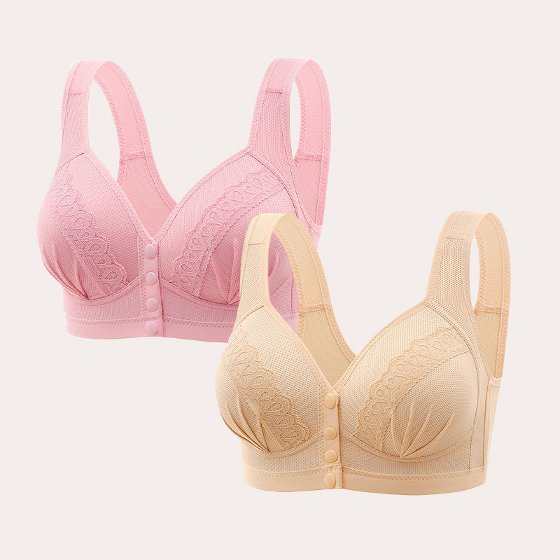 💥LAST DAY SALE ONLY ￡7.99!!💘CloudComfort™ Front-Button Cotton Bra – Breathable • Wire-Free • All-Day Support • Non-Padded & Skin-Friendly 🌿