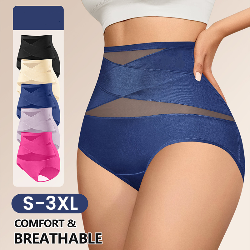 💖💖Last Day-Buy 1 Get 3 Packs💖Plus-Size High-Waist Cross Tummy Control Panties