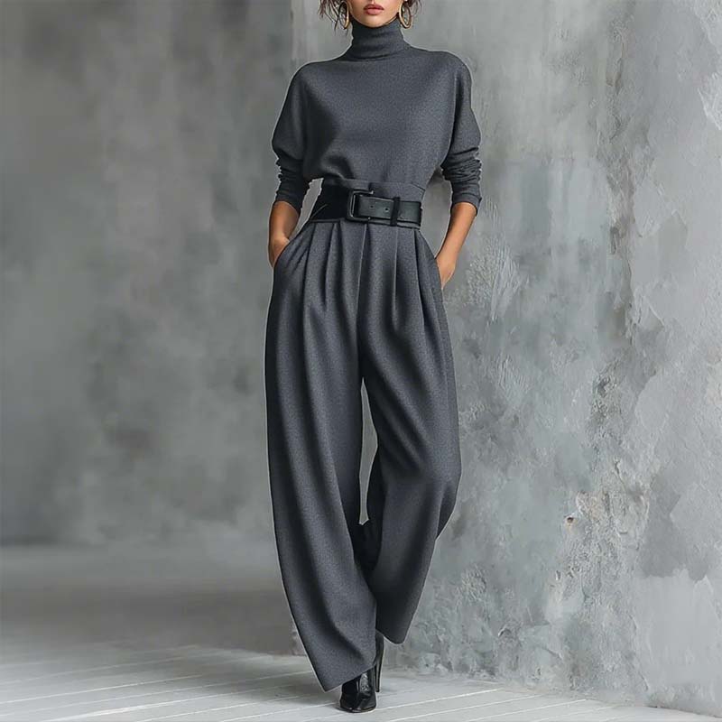 ⏳Limited-time 50% off⏰Women’s Elegant Turtleneck Top & High-Waist Pants Set👚👖
