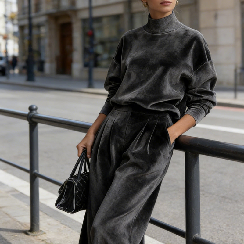 ⏳Time-Limited Special⏰Women’s Casual Warm Top & Wide Leg Pants 2-Piece Set