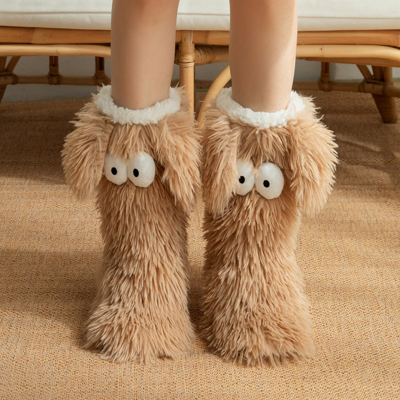 💗LAST DAY SALE 50% OFF⚡50K+ SOLD💕Women's Plush Slippers Socks Floor Socks Winter Home Indoor Thickened Fleece-Lined Anti-Slip Adult Women's Plush Snow Socks Shoe Covers