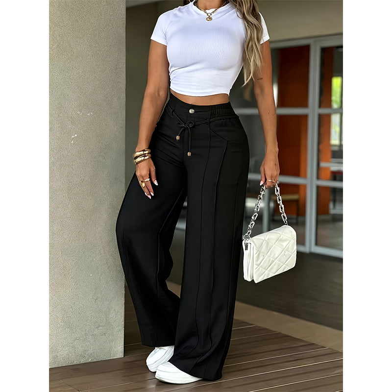 ⏳Last Day Sale Only ￡15.99!!👖 💥 Women's High-Waisted Straight Leg Trousers – Front seam & elastic back – Versatile, comfortable & perfect for office or casual wear ✨🌸