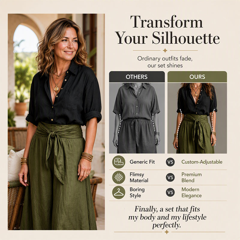 Women's Elegant Shirt & Tie-Waist Skirt Set
