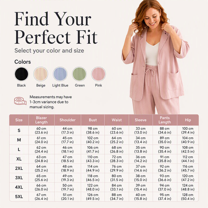 Women's Casual Blazer and Pants 2-Piece Set
