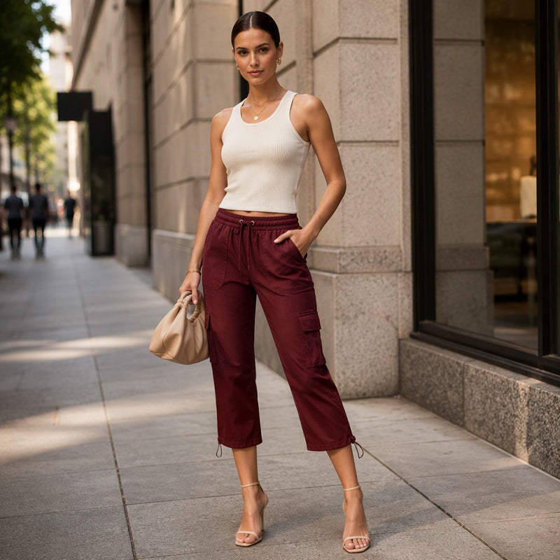 Women's Casual Cargo Capri Pants
