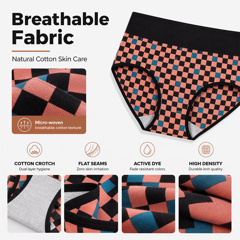 💖LIMITED OFFER – Buy 1 Get 3 Packs✨Women's High Waisted Cotton Panties,👍Soft & Breathable& Comfortable & Stretchy Full Coverage Briefs for Everyday Wear