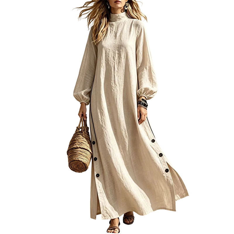 Women's Loose Long Sleeve Maxi Dress