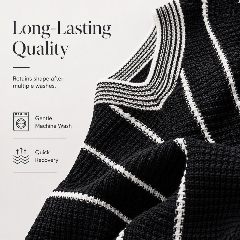 ⌛Limited-Time Offer-Women's Loose Casual V-Neck Striped Sweater