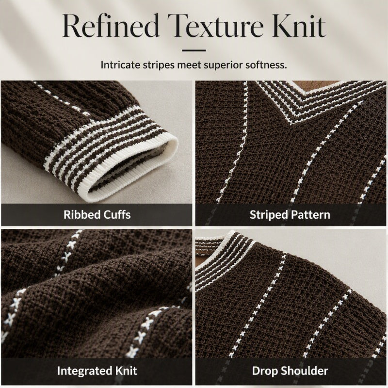 ⌛Limited-Time Offer-Women's Loose Casual V-Neck Striped Sweater