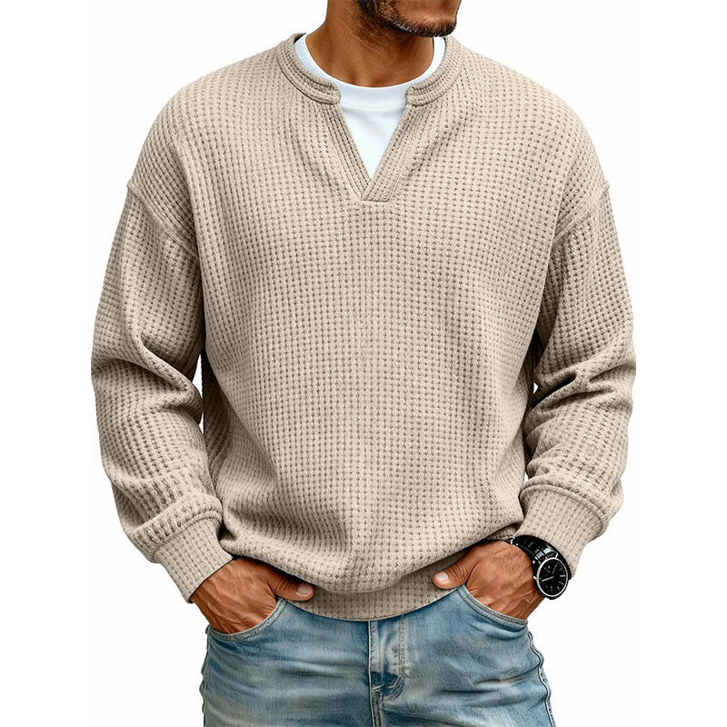 🔥🔥LAST DAY SALE ONLY ￡13.99!!✨ Timeless Comfort | Men's Textured Waffle Layered-Look Long-Sleeve Tee