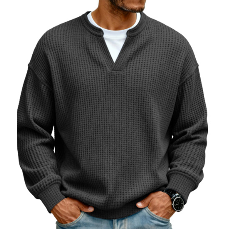 🔥🔥LAST DAY SALE ONLY ￡13.99!!✨ Timeless Comfort | Men's Textured Waffle Layered-Look Long-Sleeve Tee