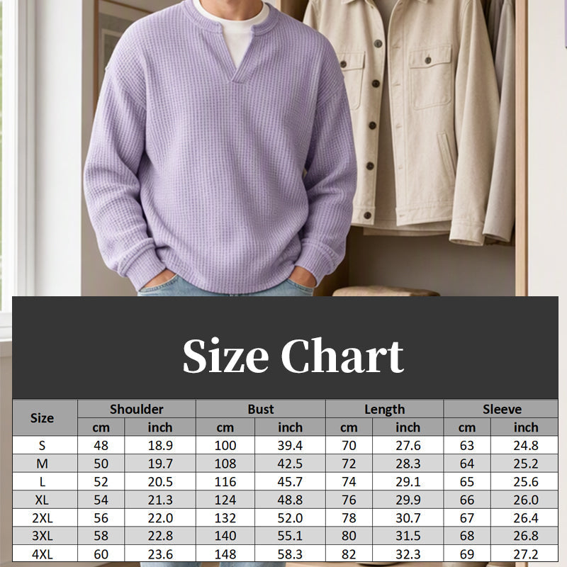 🔥🔥LAST DAY SALE ONLY ￡13.99!!✨ Timeless Comfort | Men's Textured Waffle Layered-Look Long-Sleeve Tee