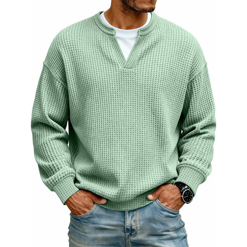 🔥LAST DAY SALE ONLY ￡13.99!!✨ Timeless Comfort | Men's Textured Waffle Layered-Look Long-Sleeve Tee