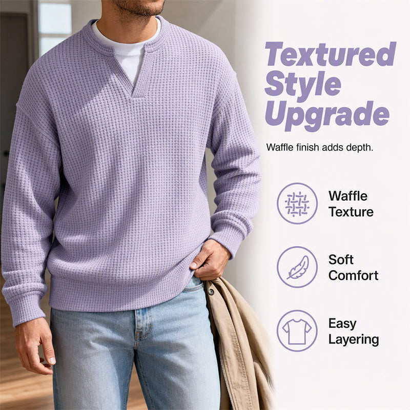 🔥LAST DAY SALE ONLY ￡13.99!!✨ Timeless Comfort | Men's Textured Waffle Layered-Look Long-Sleeve Tee