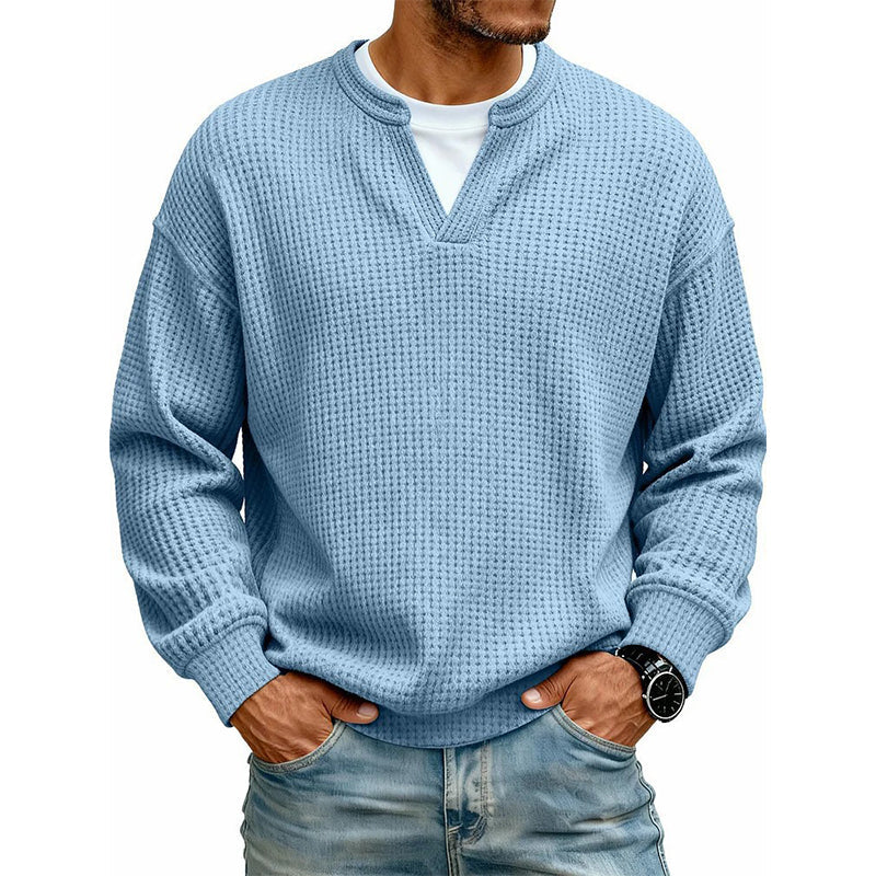 🔥LAST DAY SALE ONLY ￡13.99!!✨ Timeless Comfort | Men's Textured Waffle Layered-Look Long-Sleeve Tee