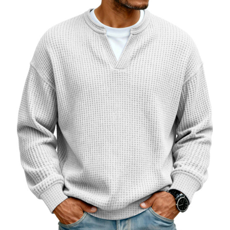🔥🔥LAST DAY SALE ONLY ￡13.99!!✨ Timeless Comfort | Men's Textured Waffle Layered-Look Long-Sleeve Tee