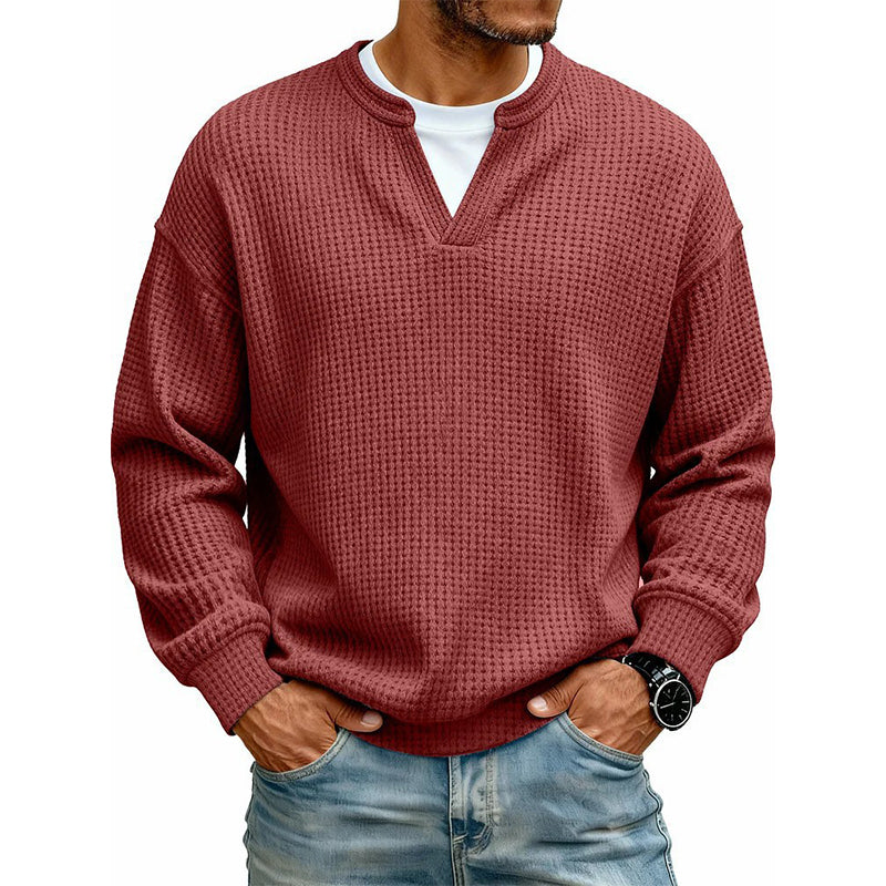 🔥🔥LAST DAY SALE ONLY ￡13.99!!✨ Timeless Comfort | Men's Textured Waffle Layered-Look Long-Sleeve Tee