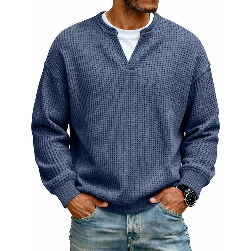 🔥🔥LAST DAY SALE ONLY ￡13.99!!✨ Timeless Comfort | Men's Textured Waffle Layered-Look Long-Sleeve Tee