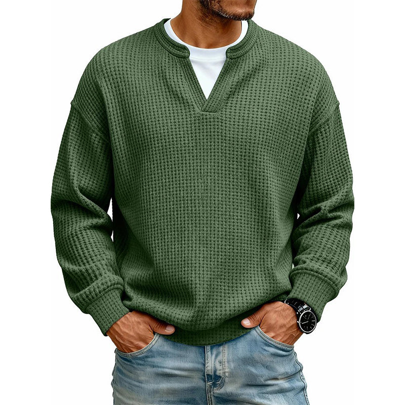 🔥LAST DAY SALE ONLY ￡13.99!!✨ Timeless Comfort | Men's Textured Waffle Layered-Look Long-Sleeve Tee